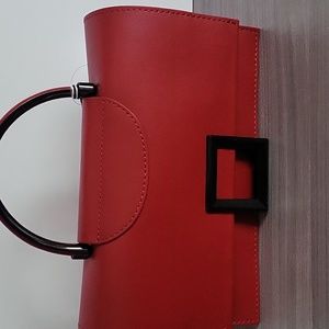 ISADORA ITALY RED SMALL LEATHER HANDBAG.